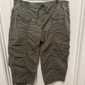 Pilcro for Anthropologie Olive Green Cargo Crop Pants Size 1X